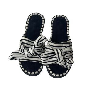 Ultra Ideas Black White Memory Foam Bow Slides
